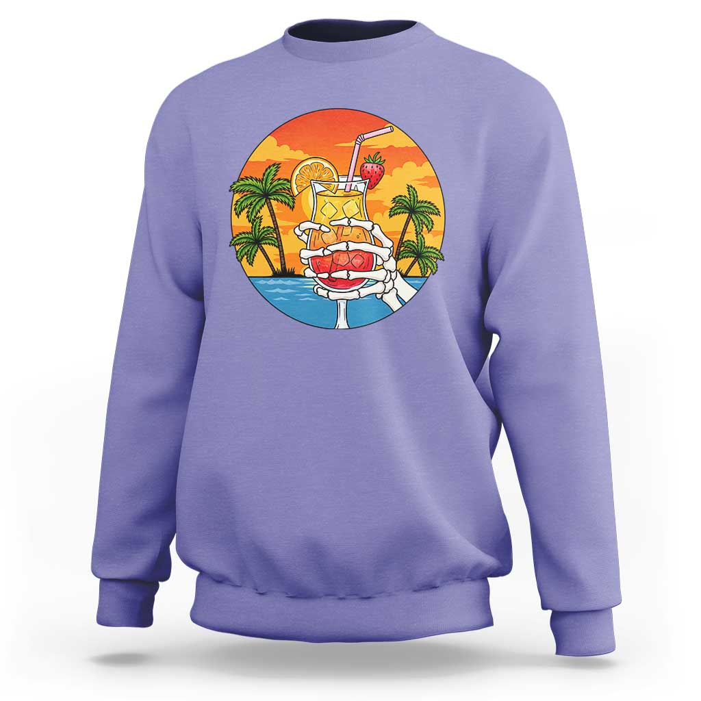 Tropical Skeleton Summerween Sweatshirt Beach Cocktail Vacation
