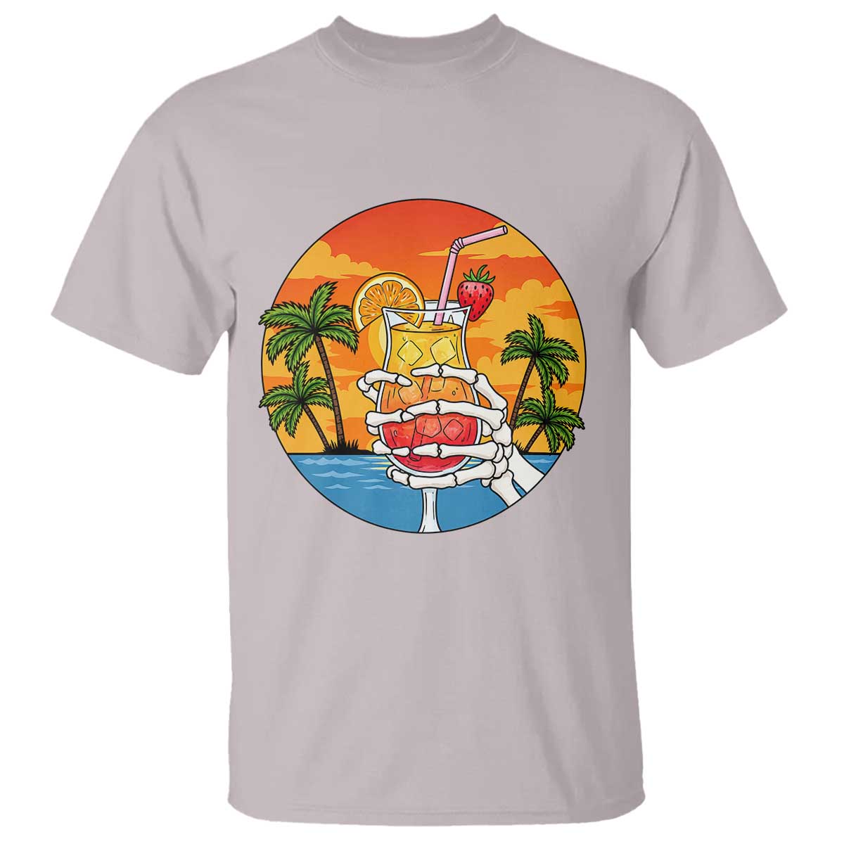 Tropical Skeleton Summerween T Shirt Beach Cocktail Vacation
