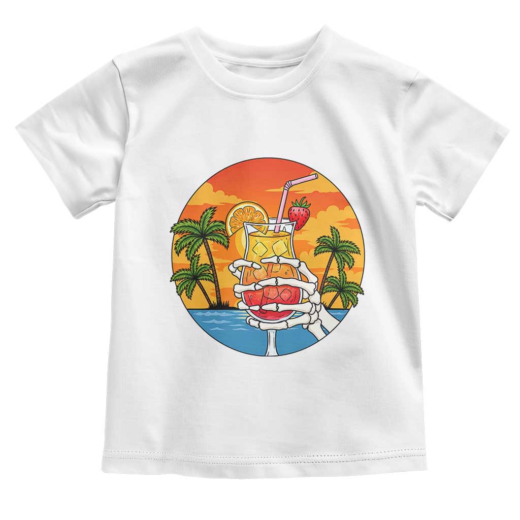 Tropical Skeleton Summerween Toddler T Shirt Beach Cocktail Vacation