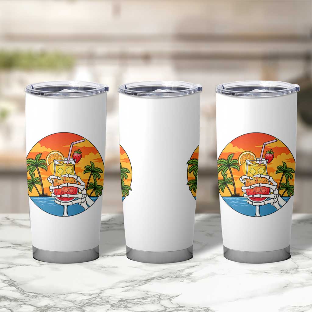 Tropical Skeleton Summerween Tumbler Cup Beach Cocktail Vacation