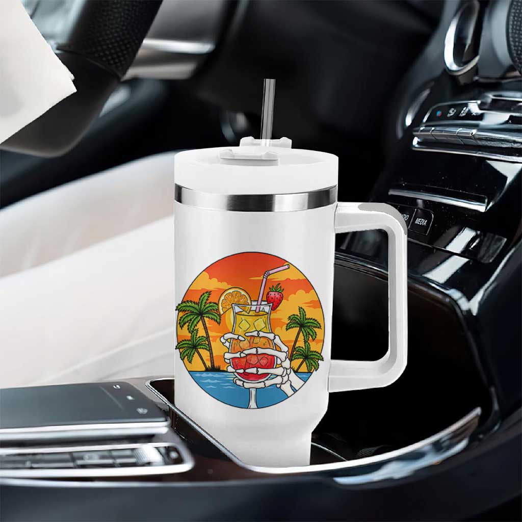 Tropical Skeleton Summerween Tumbler With Handle Beach Cocktail Vacation