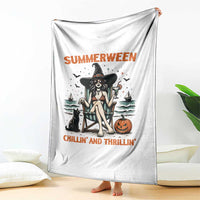 Witchy Beach Summerween Vacation Throw Blanket Chillin And Thrillin
