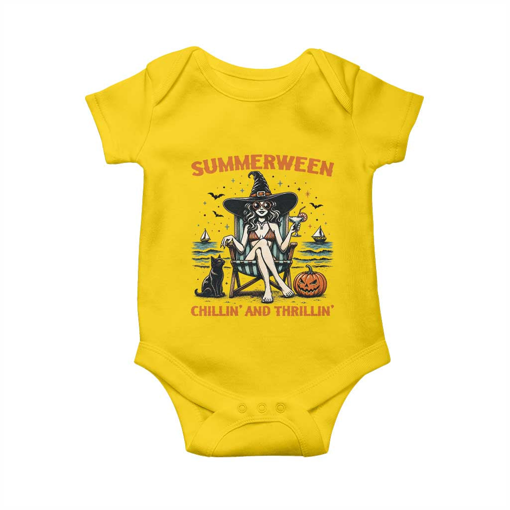 Witchy Beach Summerween Vacation Baby Onesie Chillin And Thrillin