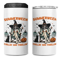 Witchy Beach Summerween Vacation 4 in 1 Can Cooler Tumbler Chillin And Thrillin