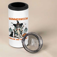 Witchy Beach Summerween Vacation 4 in 1 Can Cooler Tumbler Chillin And Thrillin