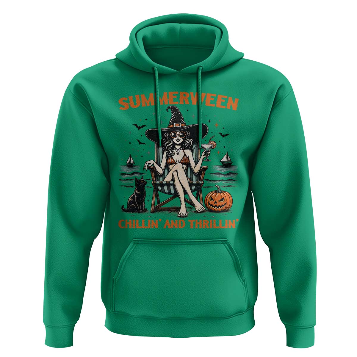 Witchy Beach Summerween Vacation Hoodie Chillin And Thrillin