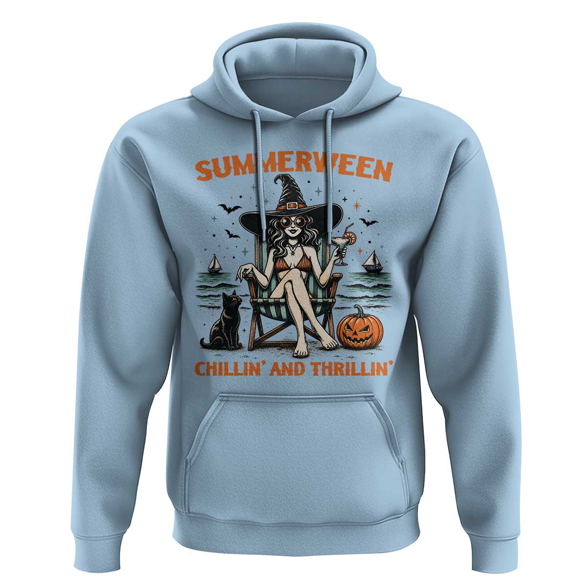 Witchy Beach Summerween Vacation Hoodie Chillin And Thrillin