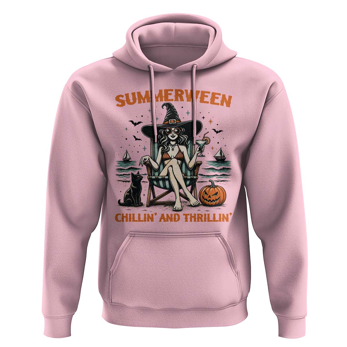 Witchy Beach Summerween Vacation Hoodie Chillin And Thrillin
