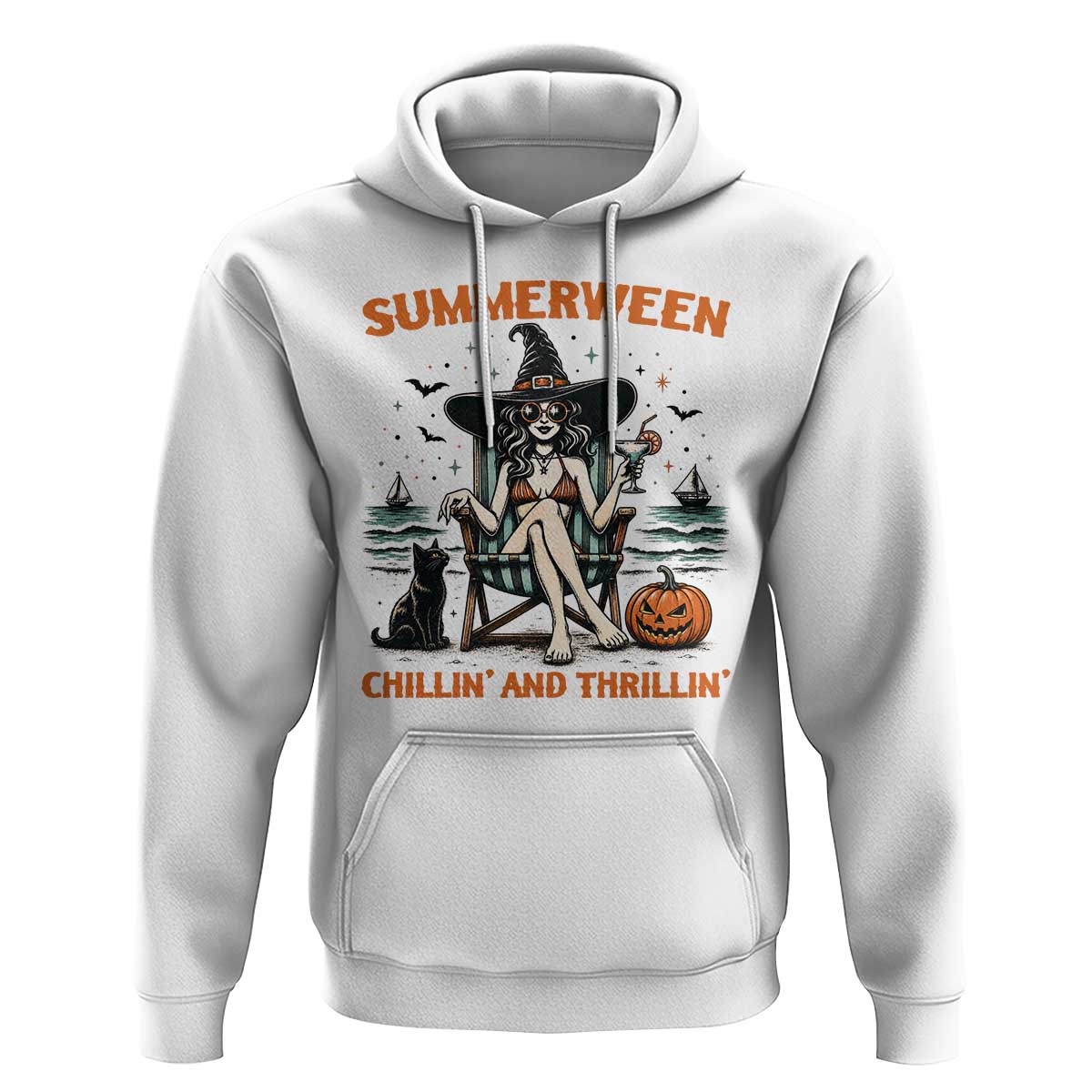 Witchy Beach Summerween Vacation Hoodie Chillin And Thrillin