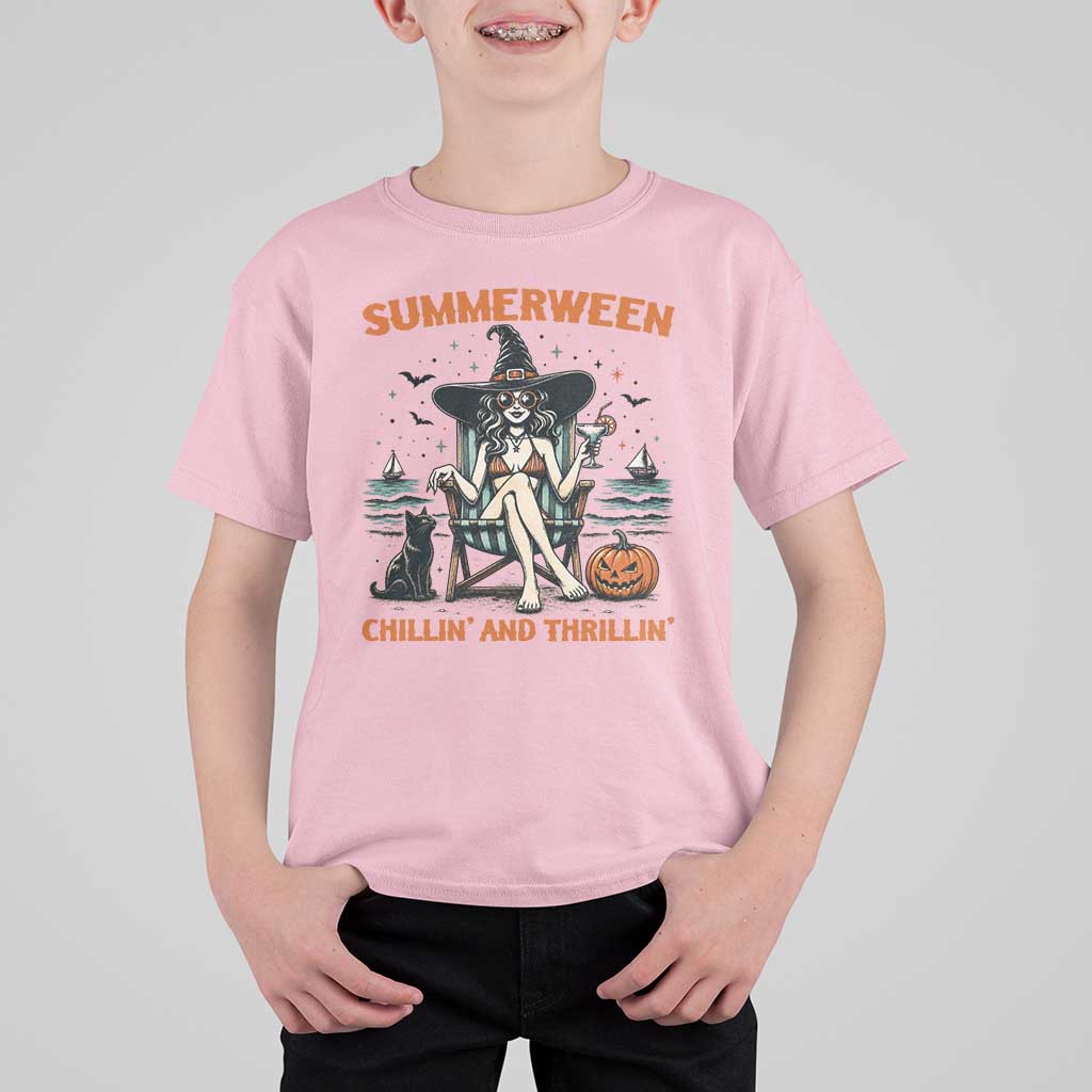 Witchy Beach Summerween Vacation T Shirt For Kid Chillin And Thrillin