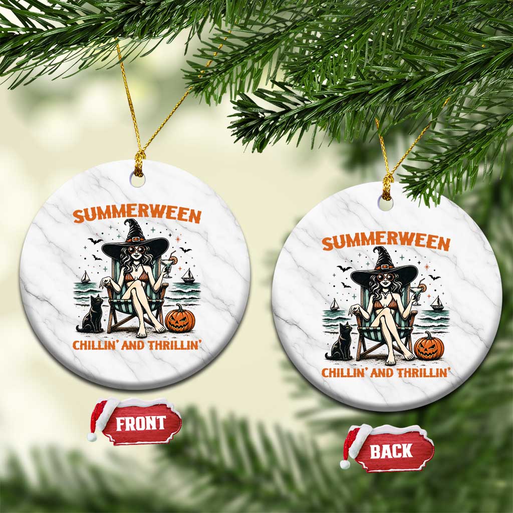 Witchy Beach Summerween Vacation Ceramic Ornament Chillin And Thrillin