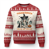 Witchy Beach Summerween Vacation Ugly Christmas Sweater Chillin And Thrillin
