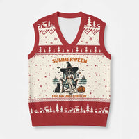 Witchy Beach Summerween Vacation V-Neck Knit Sweater Vest Chillin And Thrillin