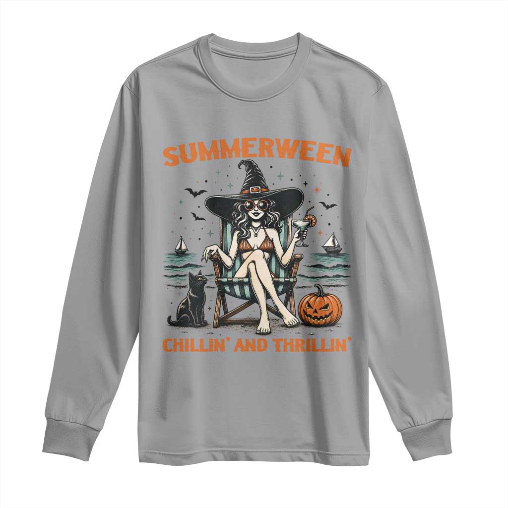 Witchy Beach Summerween Vacation Long Sleeve Shirt Chillin And Thrillin