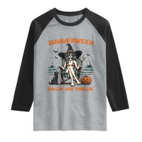 Witchy Beach Summerween Vacation Raglan Shirt Chillin And Thrillin