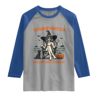 Witchy Beach Summerween Vacation Raglan Shirt Chillin And Thrillin