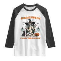 Witchy Beach Summerween Vacation Raglan Shirt Chillin And Thrillin