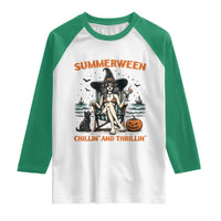 Witchy Beach Summerween Vacation Raglan Shirt Chillin And Thrillin