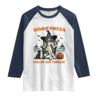 Witchy Beach Summerween Vacation Raglan Shirt Chillin And Thrillin