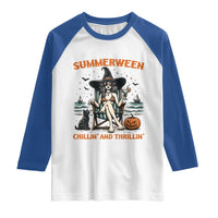 Witchy Beach Summerween Vacation Raglan Shirt Chillin And Thrillin