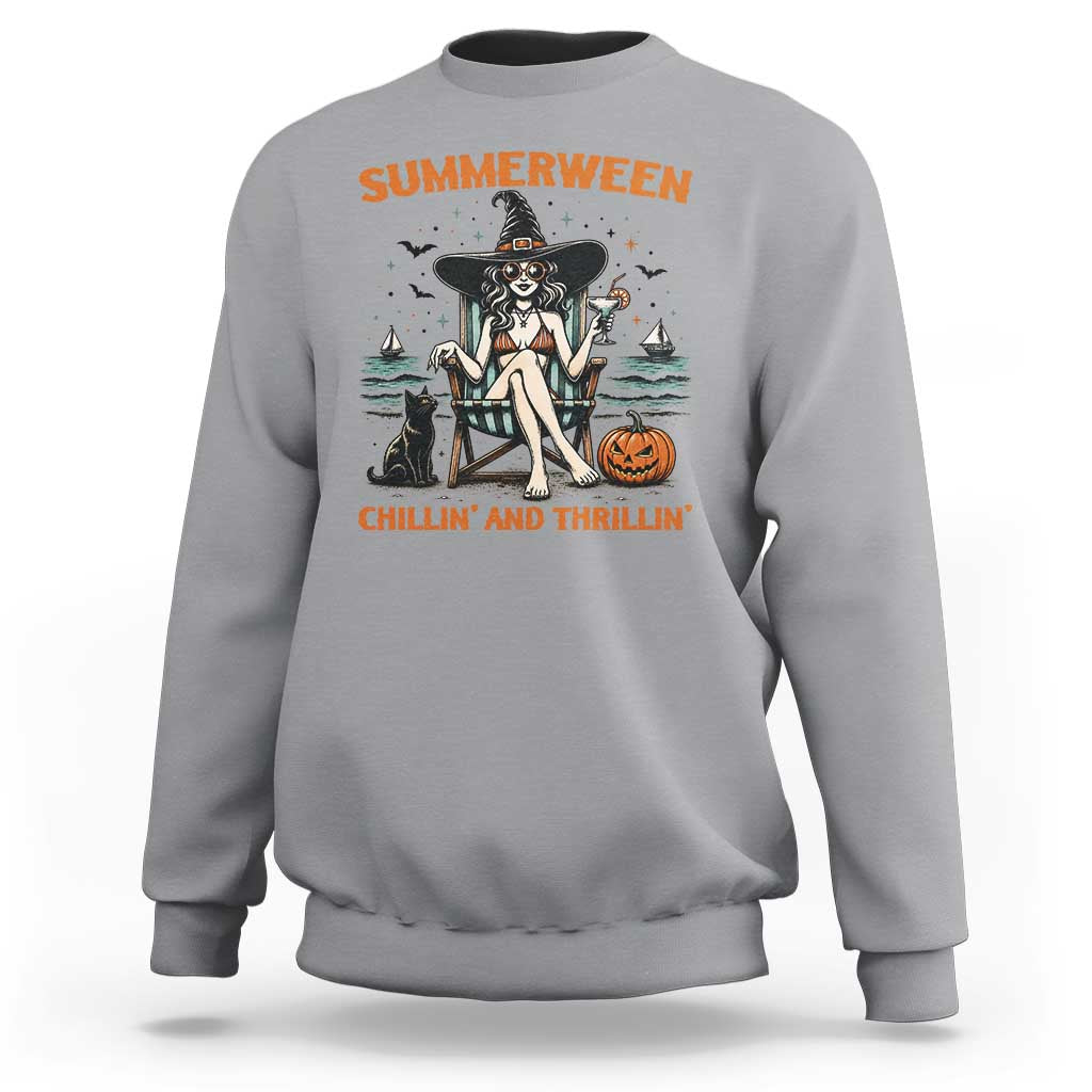 Witchy Beach Summerween Vacation Sweatshirt Chillin And Thrillin