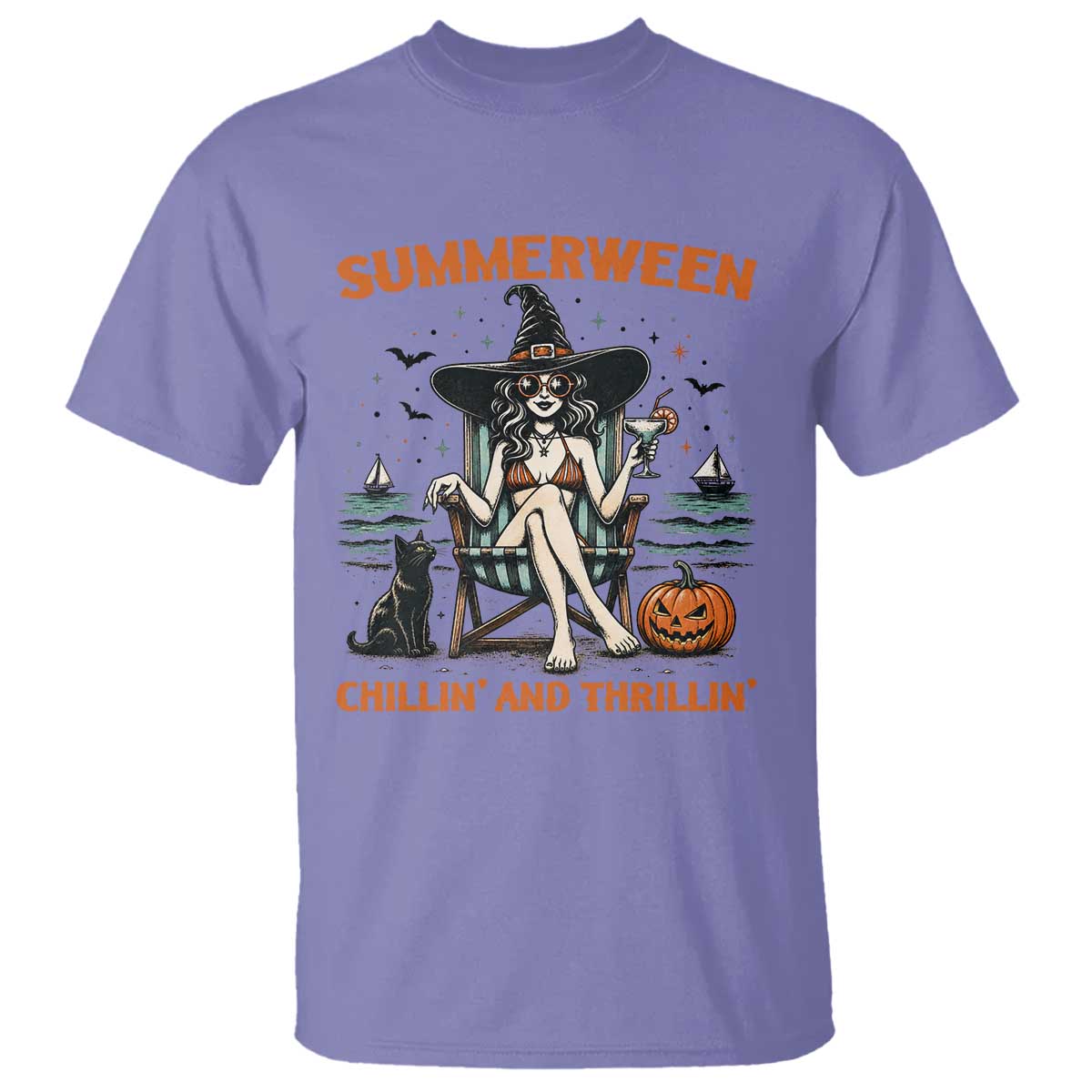 Witchy Beach Summerween Vacation T Shirt Chillin And Thrillin