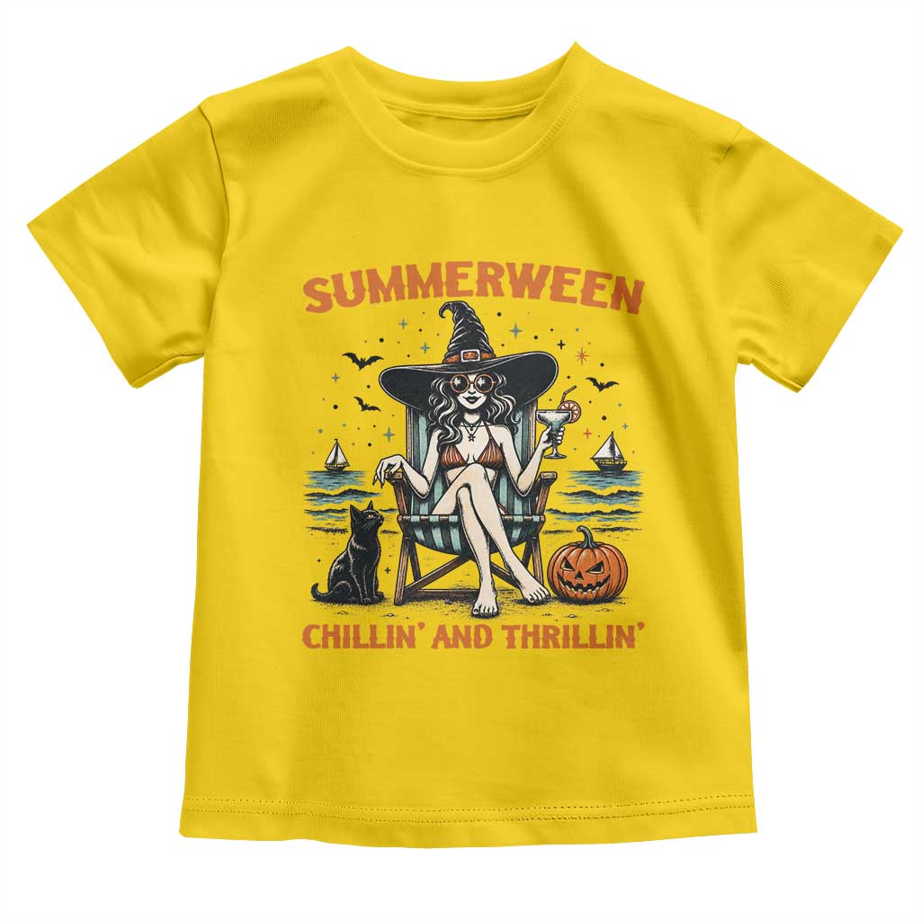 Witchy Beach Summerween Vacation Toddler T Shirt Chillin And Thrillin