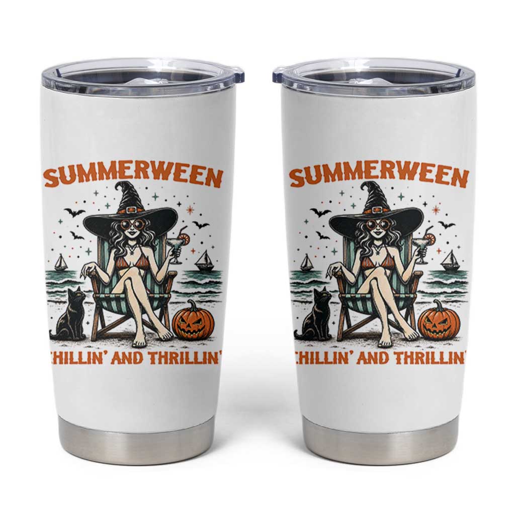 Witchy Beach Summerween Vacation Tumbler Cup Chillin And Thrillin