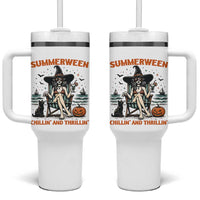 Witchy Beach Summerween Vacation Tumbler With Handle Chillin And Thrillin