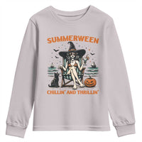 Witchy Beach Summerween Vacation Youth Sweatshirt Chillin And Thrillin