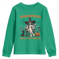 Witchy Beach Summerween Vacation Youth Sweatshirt Chillin And Thrillin