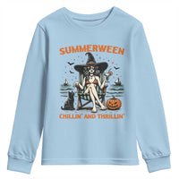 Witchy Beach Summerween Vacation Youth Sweatshirt Chillin And Thrillin