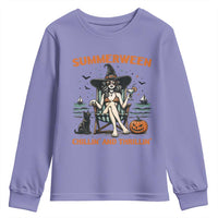 Witchy Beach Summerween Vacation Youth Sweatshirt Chillin And Thrillin