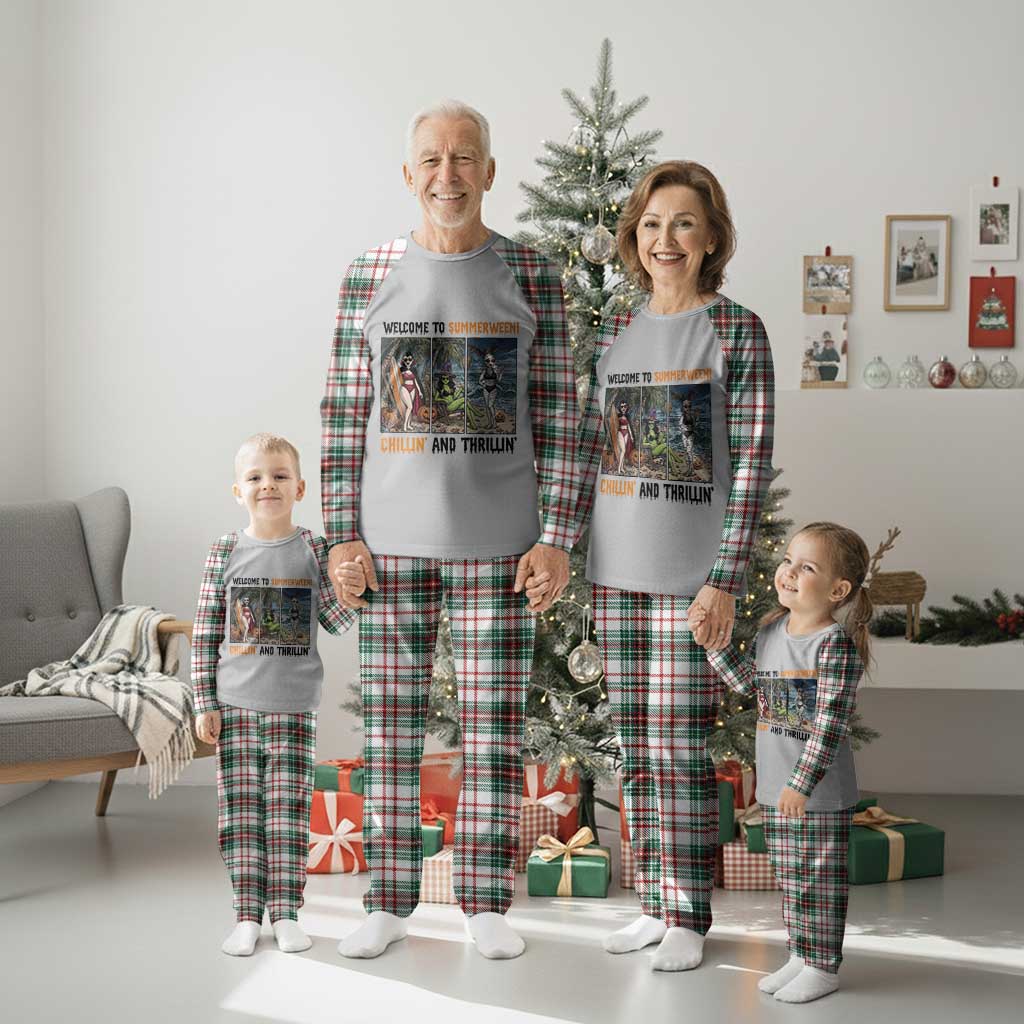 Welcome To Summerween Chillin And Thrillin Plaid Pajama Set Funny Summer Halloween