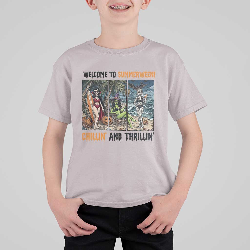Welcome To Summerween Chillin And Thrillin T Shirt For Kid Funny Summer Halloween