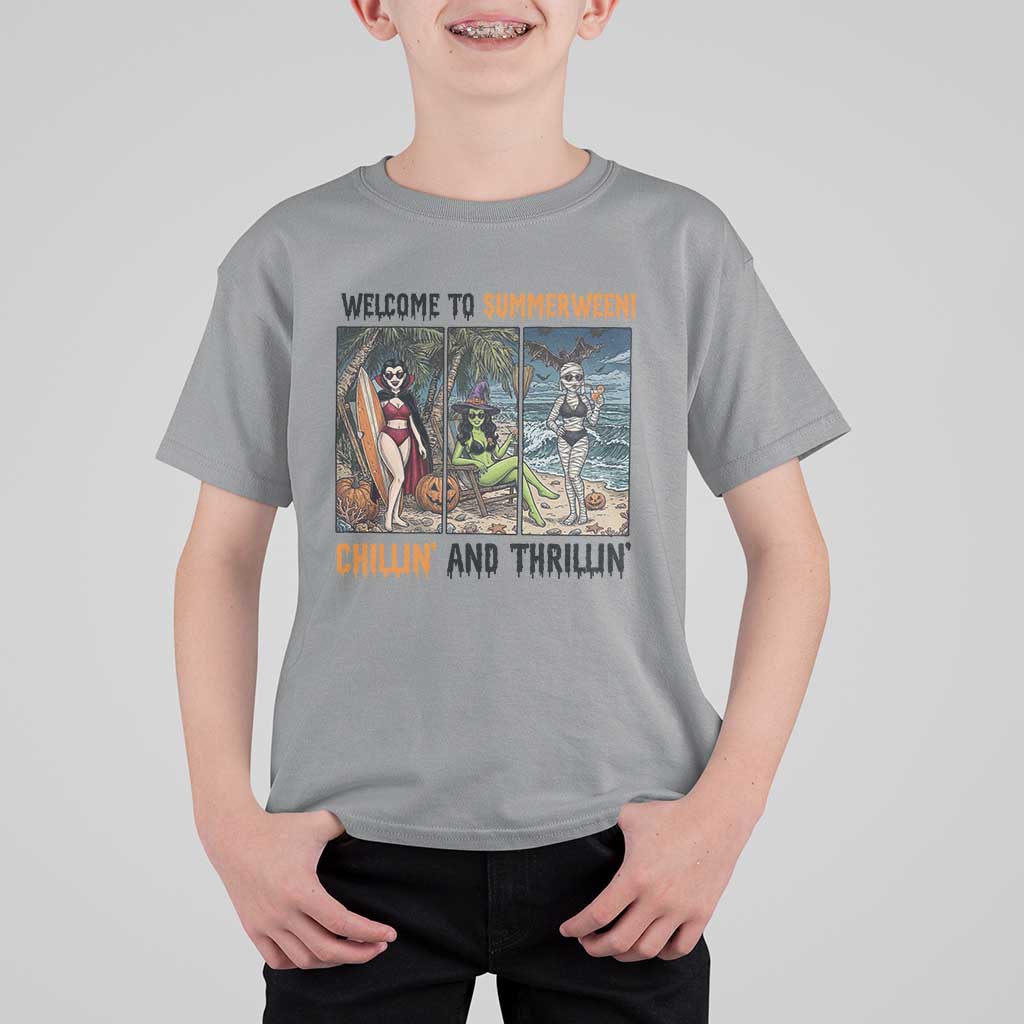 Welcome To Summerween Chillin And Thrillin T Shirt For Kid Funny Summer Halloween