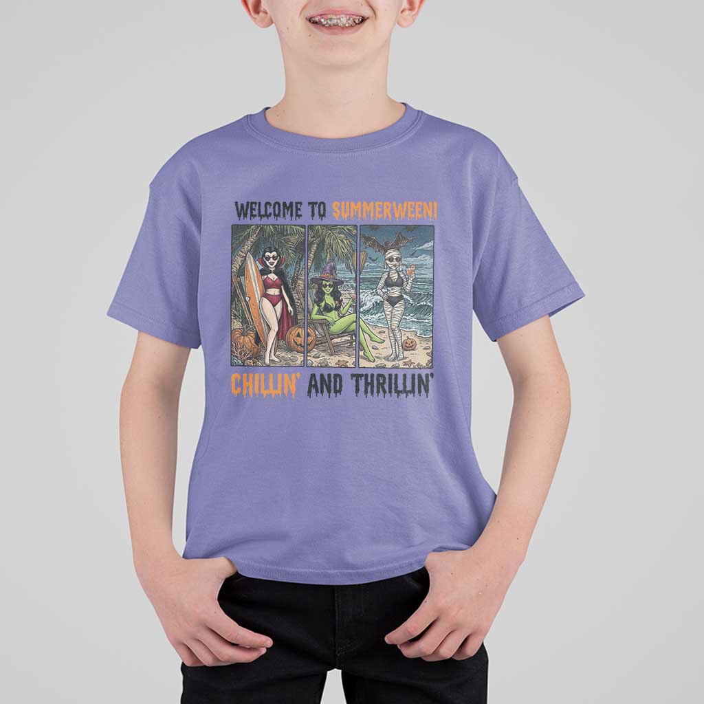 Welcome To Summerween Chillin And Thrillin T Shirt For Kid Funny Summer Halloween