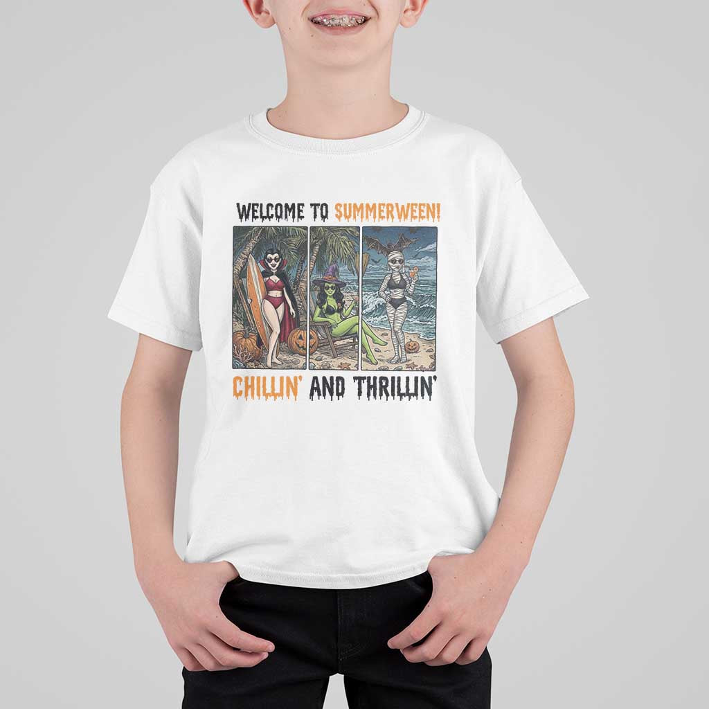 Welcome To Summerween Chillin And Thrillin T Shirt For Kid Funny Summer Halloween