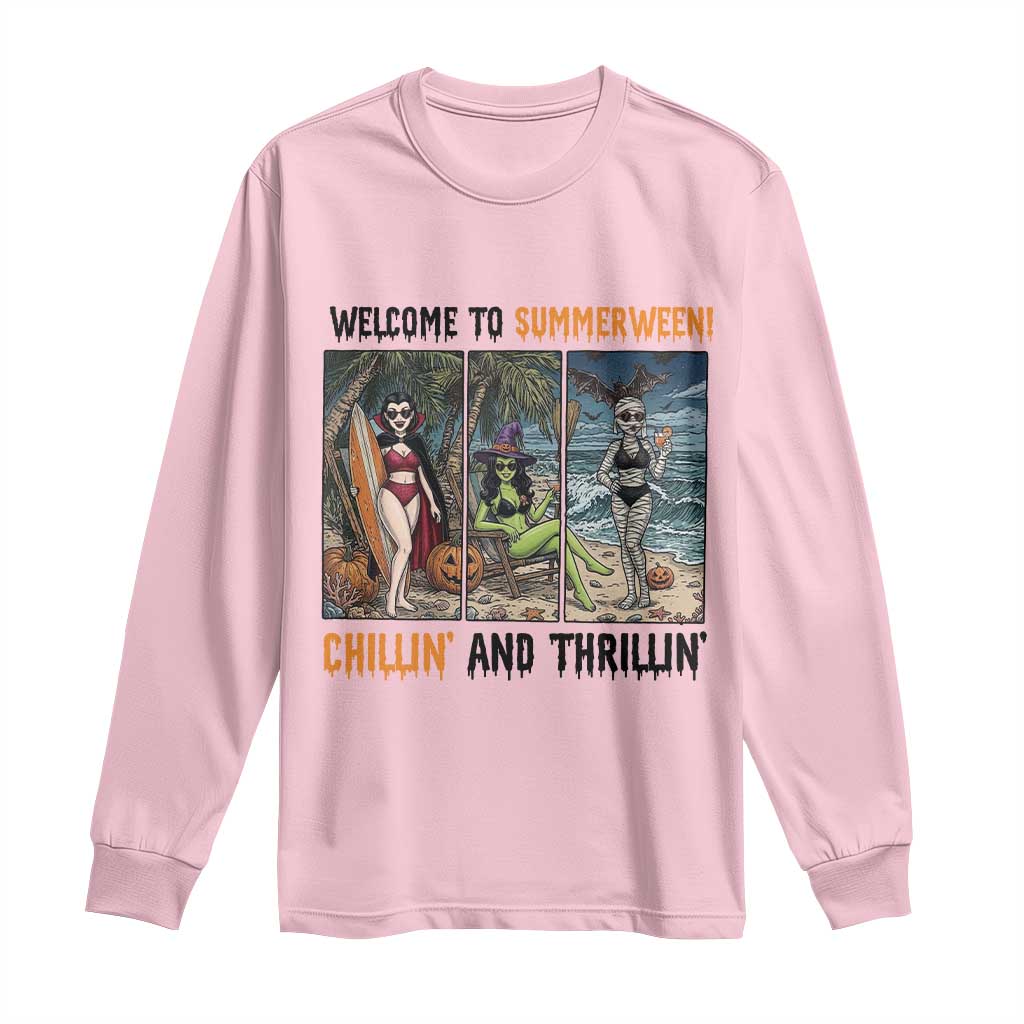 Welcome To Summerween Chillin And Thrillin Long Sleeve Shirt Funny Summer Halloween