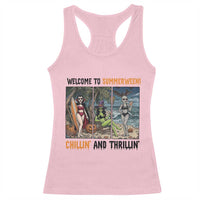Welcome To Summerween Chillin And Thrillin Racerback Tank Top Funny Summer Halloween
