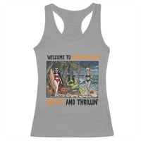 Welcome To Summerween Chillin And Thrillin Racerback Tank Top Funny Summer Halloween