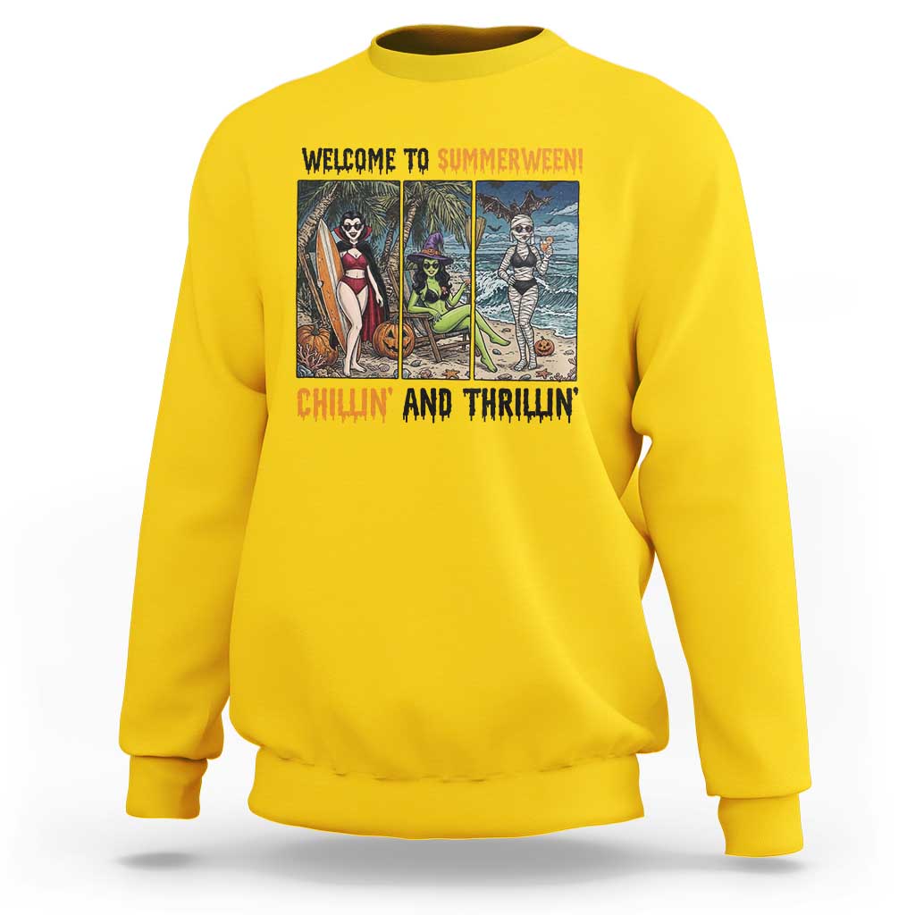 Welcome To Summerween Chillin And Thrillin Sweatshirt Funny Summer Halloween