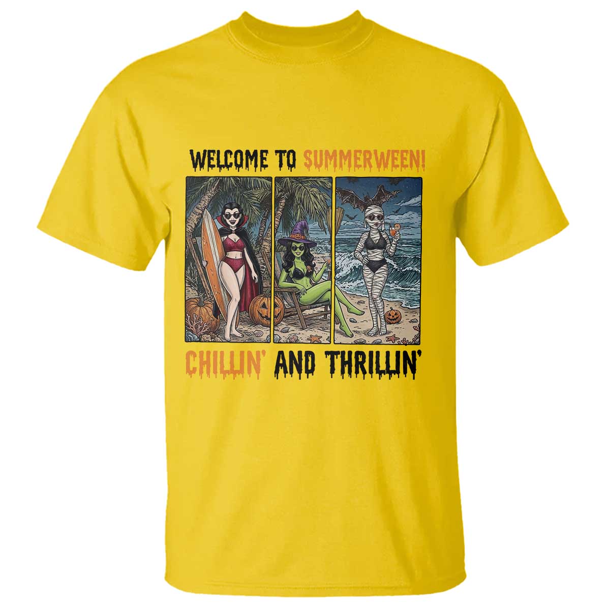 Welcome To Summerween Chillin And Thrillin T Shirt Funny Summer Halloween