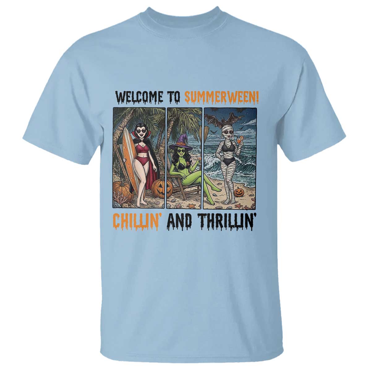 Welcome To Summerween Chillin And Thrillin T Shirt Funny Summer Halloween