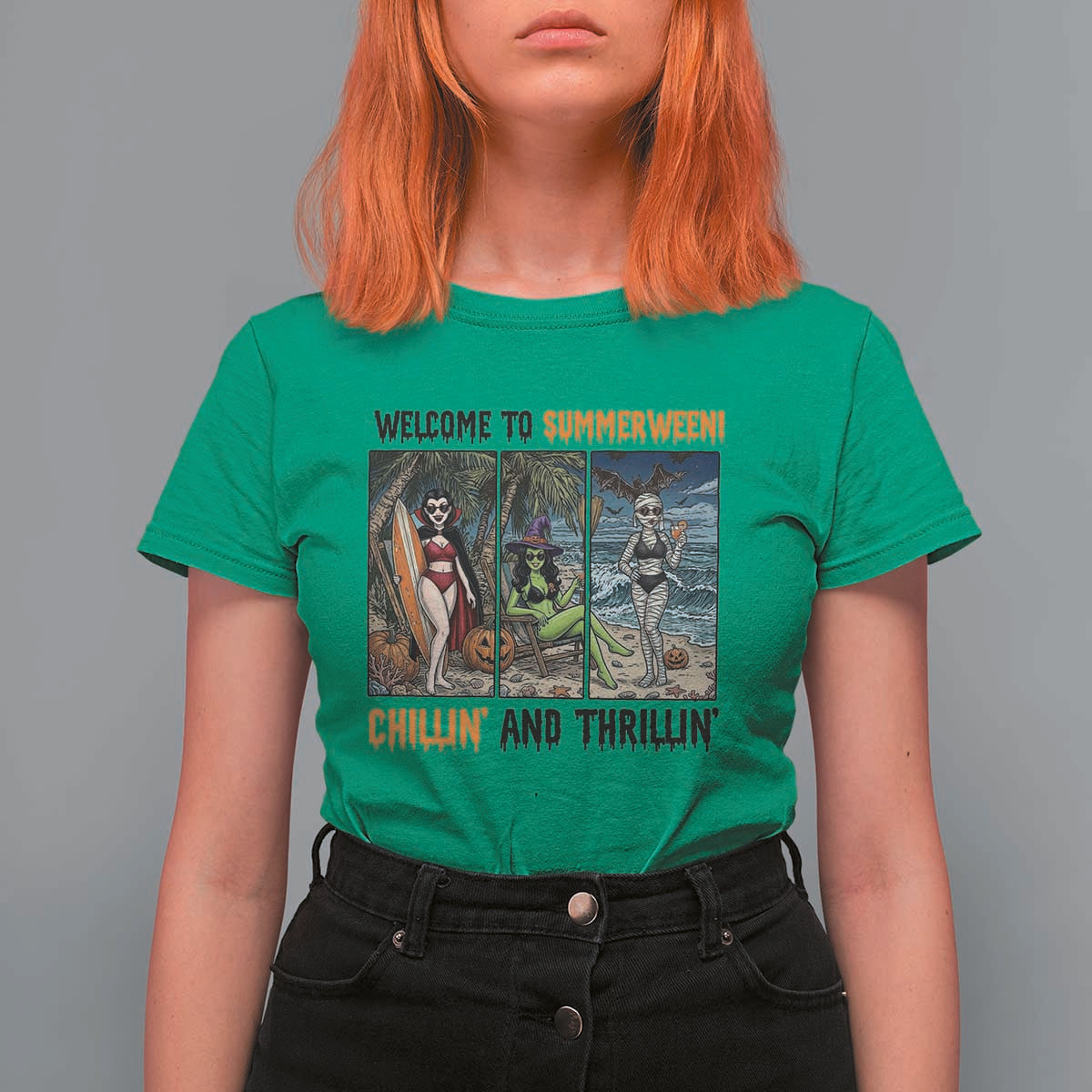 Welcome To Summerween Chillin And Thrillin T Shirt For Women Funny Summer Halloween