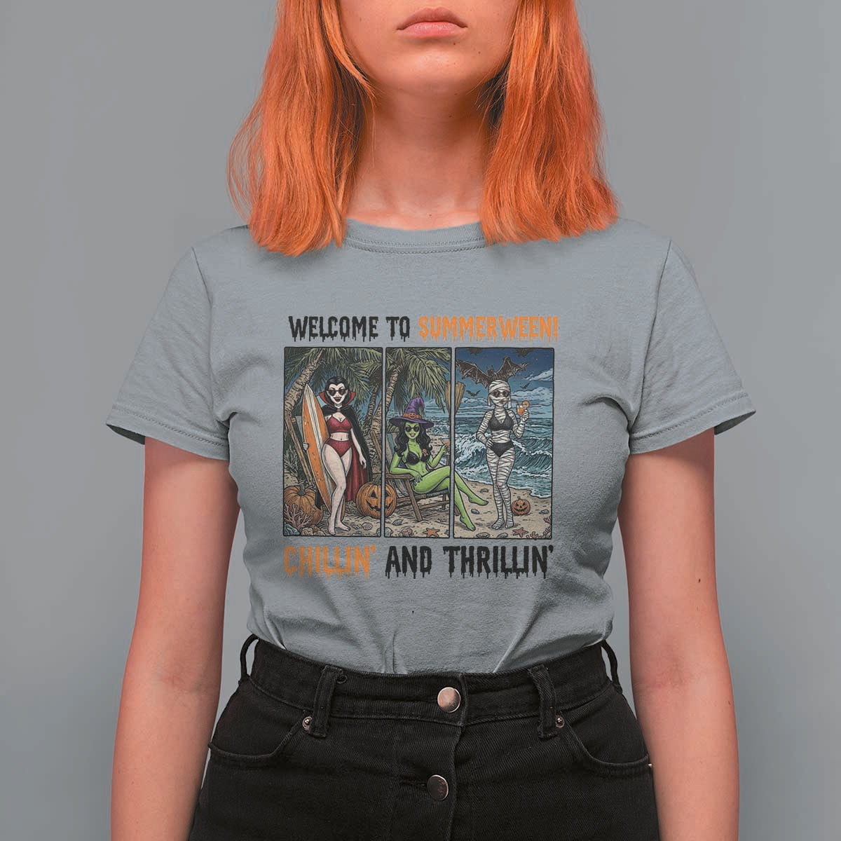 Welcome To Summerween Chillin And Thrillin T Shirt For Women Funny Summer Halloween