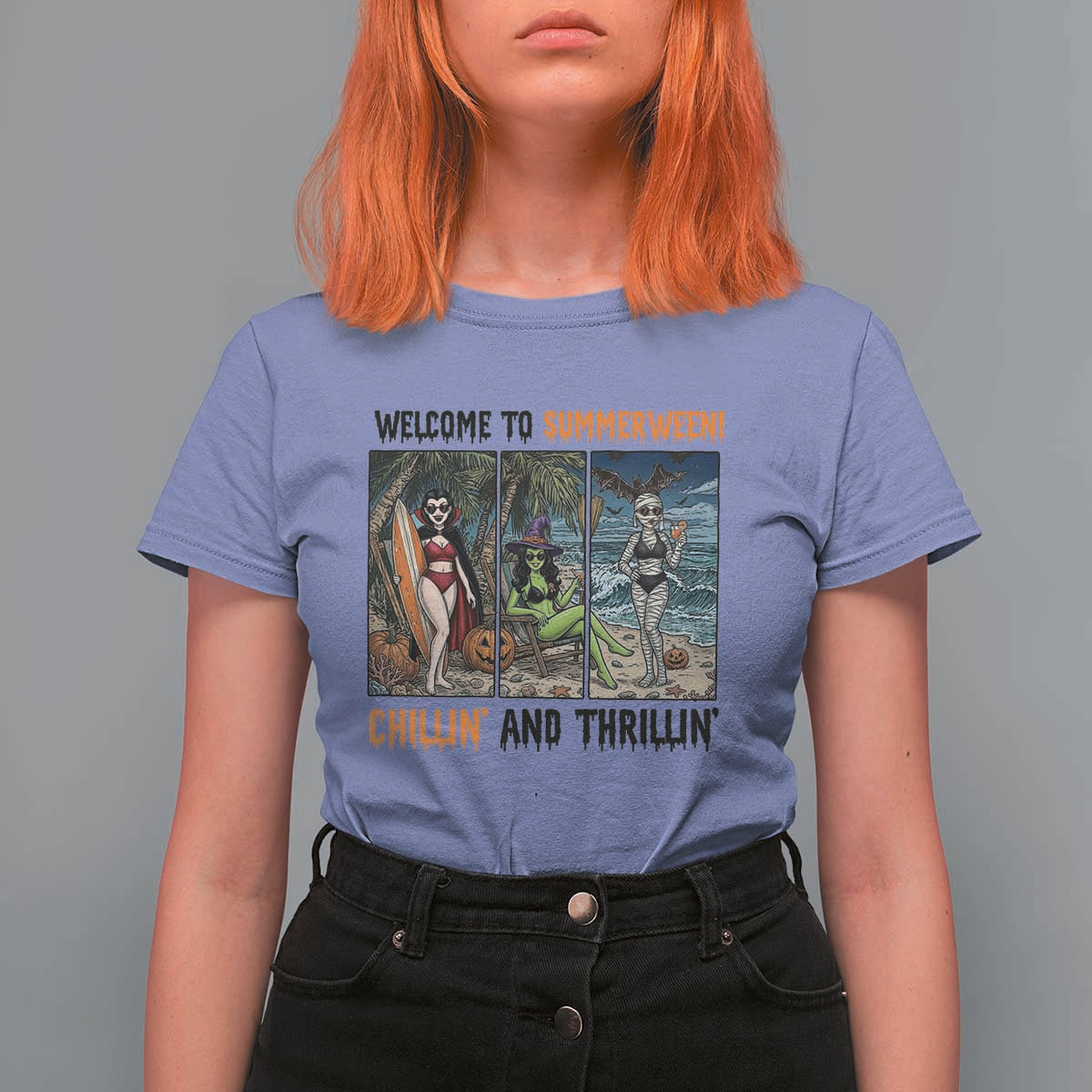 Welcome To Summerween Chillin And Thrillin T Shirt For Women Funny Summer Halloween