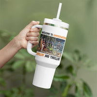 Welcome To Summerween Chillin And Thrillin Tumbler With Handle Funny Summer Halloween