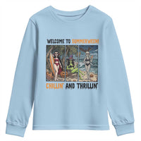 Welcome To Summerween Chillin And Thrillin Youth Sweatshirt Funny Summer Halloween