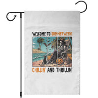 Welcome To Summerween Chillin And Thrillin Garden Flag Spooky Beach Party Gift